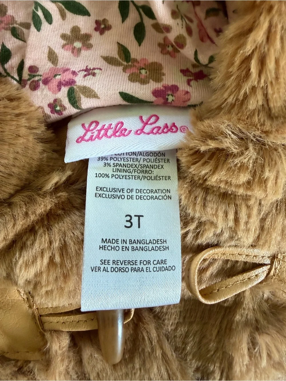 Little Lass Brown Faux-Fur Poncho Cape with Toggle Closures